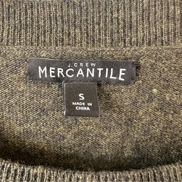J. Crew Mercantile Dark Green Heather Wool Cotton Blend Crew Neck Sweater - Picture 4 of 8